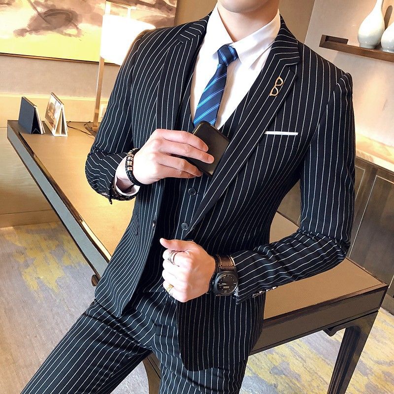Men's Slim Fit Pin Stripe Blaz - Men'S Grooming Uk ulasan dan harga