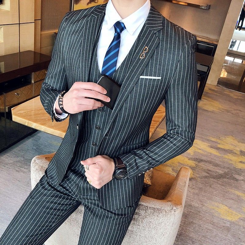 Men's Slim Fit Pin Stripe Blaz - Men'S Grooming Uk ulasan dan harga