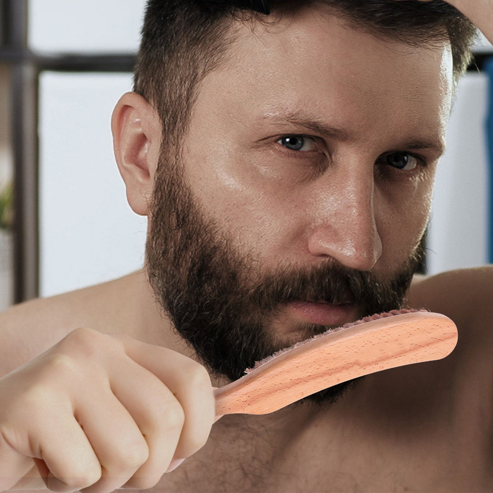 1Pcs Premium Nylon Beard Brush - Men'S Beard Grooming ulasan dan harga